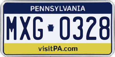 PA license plate MXG0328