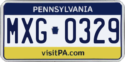 PA license plate MXG0329