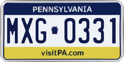 PA license plate MXG0331