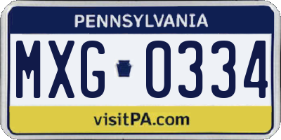 PA license plate MXG0334