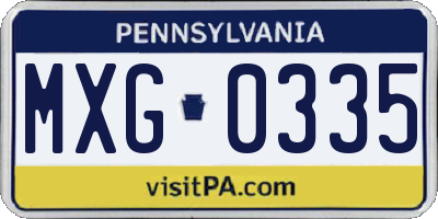 PA license plate MXG0335