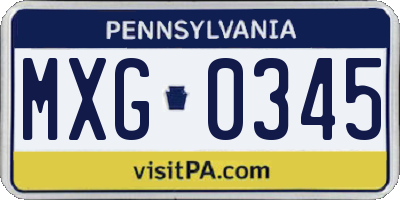 PA license plate MXG0345