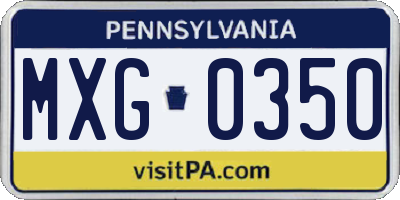 PA license plate MXG0350