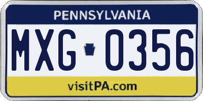 PA license plate MXG0356