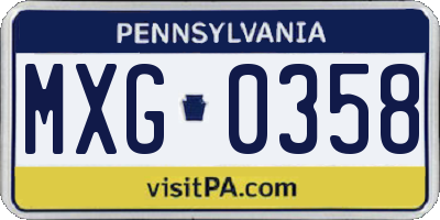 PA license plate MXG0358