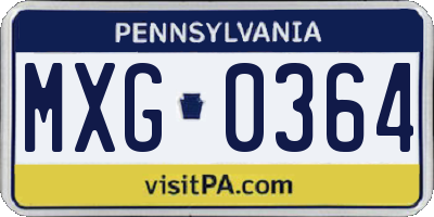 PA license plate MXG0364