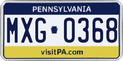 PA license plate MXG0368
