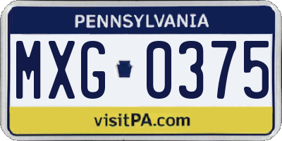 PA license plate MXG0375