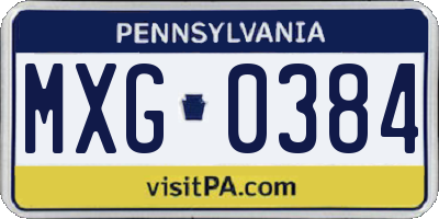 PA license plate MXG0384