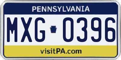 PA license plate MXG0396