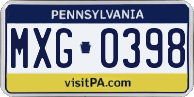 PA license plate MXG0398