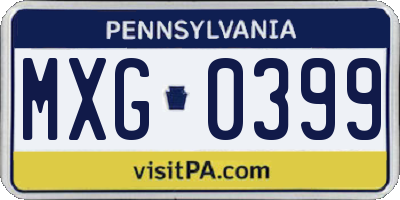 PA license plate MXG0399