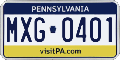 PA license plate MXG0401
