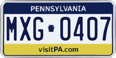 PA license plate MXG0407