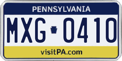 PA license plate MXG0410