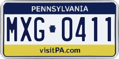 PA license plate MXG0411