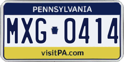 PA license plate MXG0414