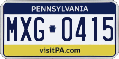 PA license plate MXG0415