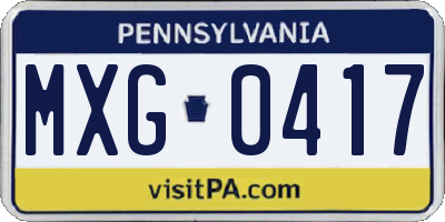 PA license plate MXG0417