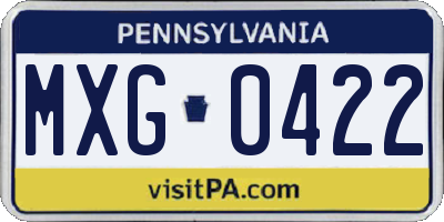 PA license plate MXG0422