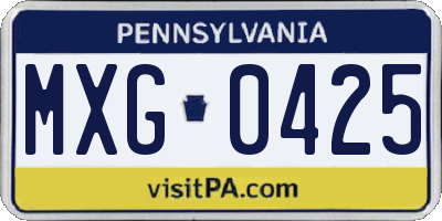 PA license plate MXG0425