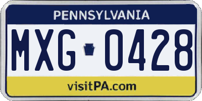 PA license plate MXG0428