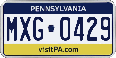 PA license plate MXG0429