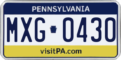 PA license plate MXG0430