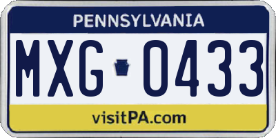PA license plate MXG0433