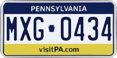 PA license plate MXG0434