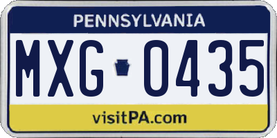 PA license plate MXG0435