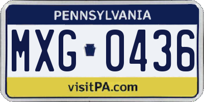 PA license plate MXG0436
