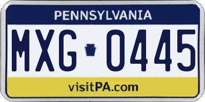 PA license plate MXG0445