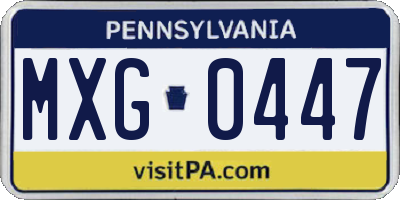 PA license plate MXG0447