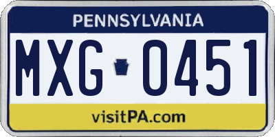 PA license plate MXG0451