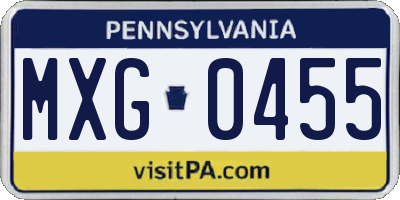 PA license plate MXG0455