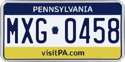PA license plate MXG0458
