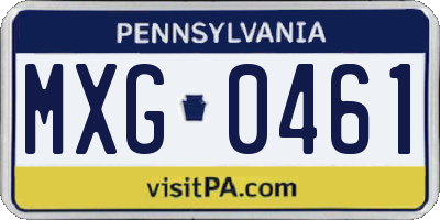 PA license plate MXG0461