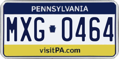 PA license plate MXG0464