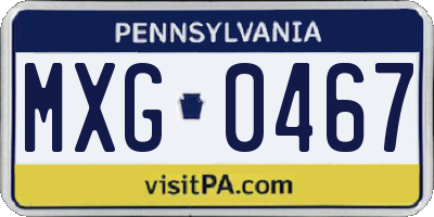 PA license plate MXG0467