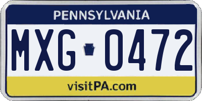 PA license plate MXG0472
