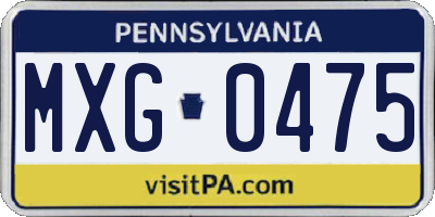 PA license plate MXG0475