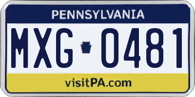 PA license plate MXG0481