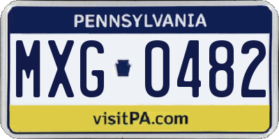 PA license plate MXG0482