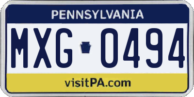 PA license plate MXG0494