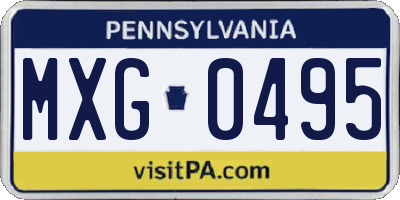 PA license plate MXG0495