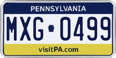 PA license plate MXG0499