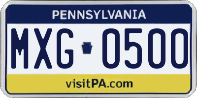 PA license plate MXG0500