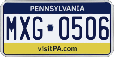 PA license plate MXG0506