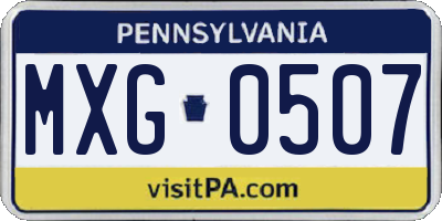 PA license plate MXG0507